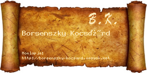 Borsenszky Kocsárd névjegykártya